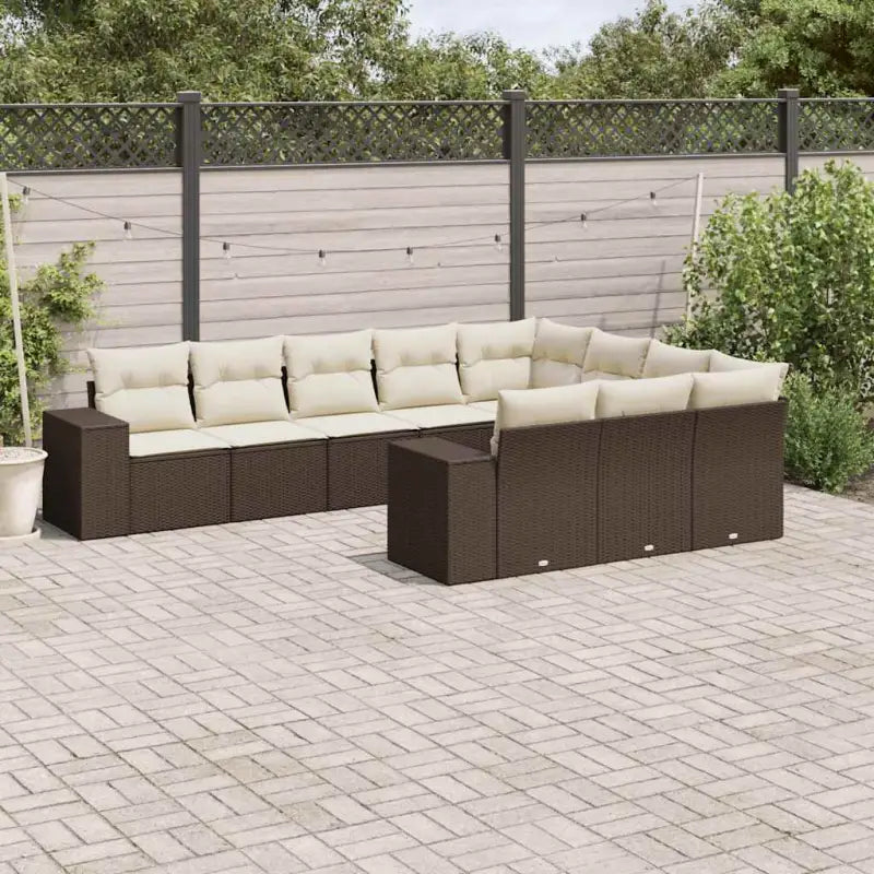 Zwarte tuinset met gepoedercoat staal voor comfortabel buiten genieten - Bruin en crème / Met tafel - Tuinsets