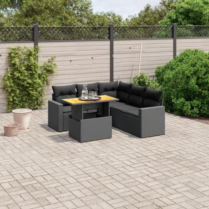 Zwarte tuinset van gepoedercoat staal met comfortabele afmetingen - Zwart / 3x hoek + 2x midden + Tafel - Tuinsets