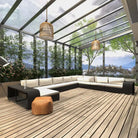 11-delige tuinbankset met gepoedercoat stalen frame en bijzettafels - Tuinsets