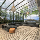 11-delige tuinbankset met gepoedercoat stalen frame en bijzettafels - Grijs - Tuinsets