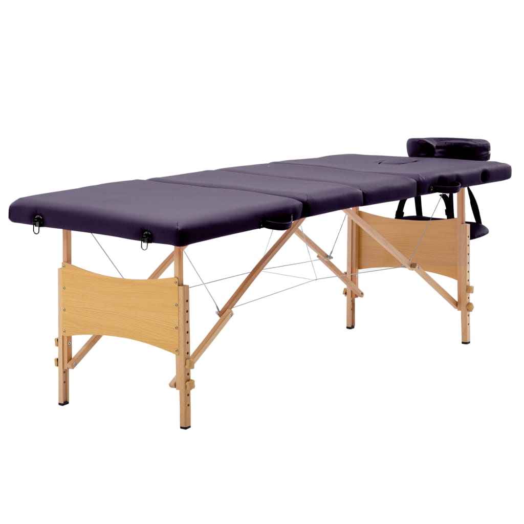 vidaXL Massagetafel inklapbaar 4 zones hout roze