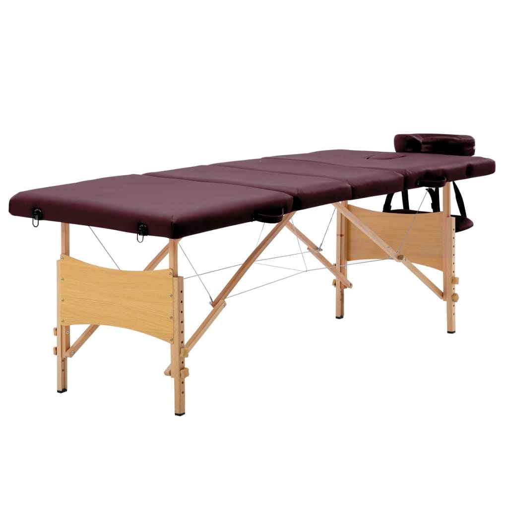 vidaXL Massagetafel inklapbaar 4 zones hout roze