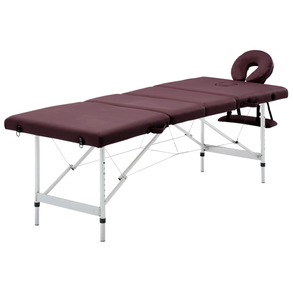 vidaXL Massagetafel inklapbaar 4 zones aluminum roze