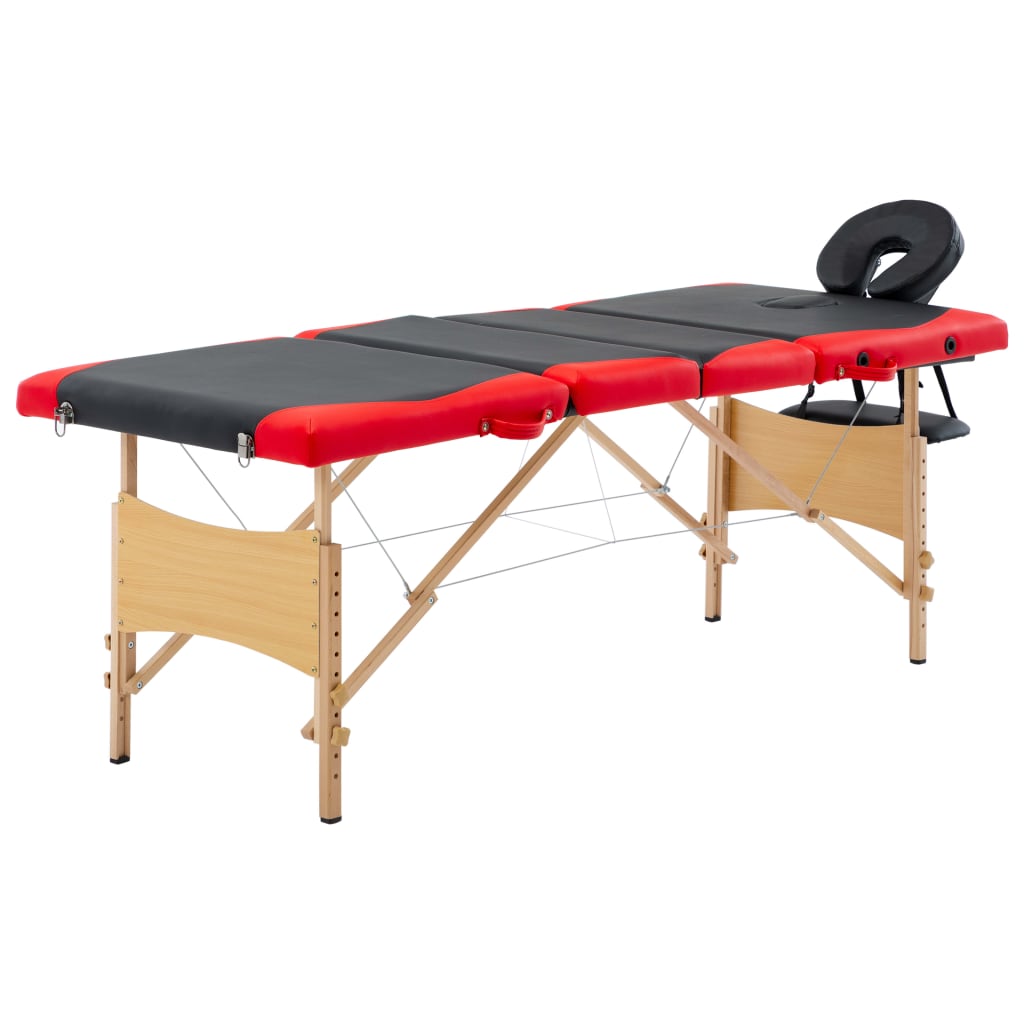 vidaXL Massagetafel inklapbaar 4 zones hout roze