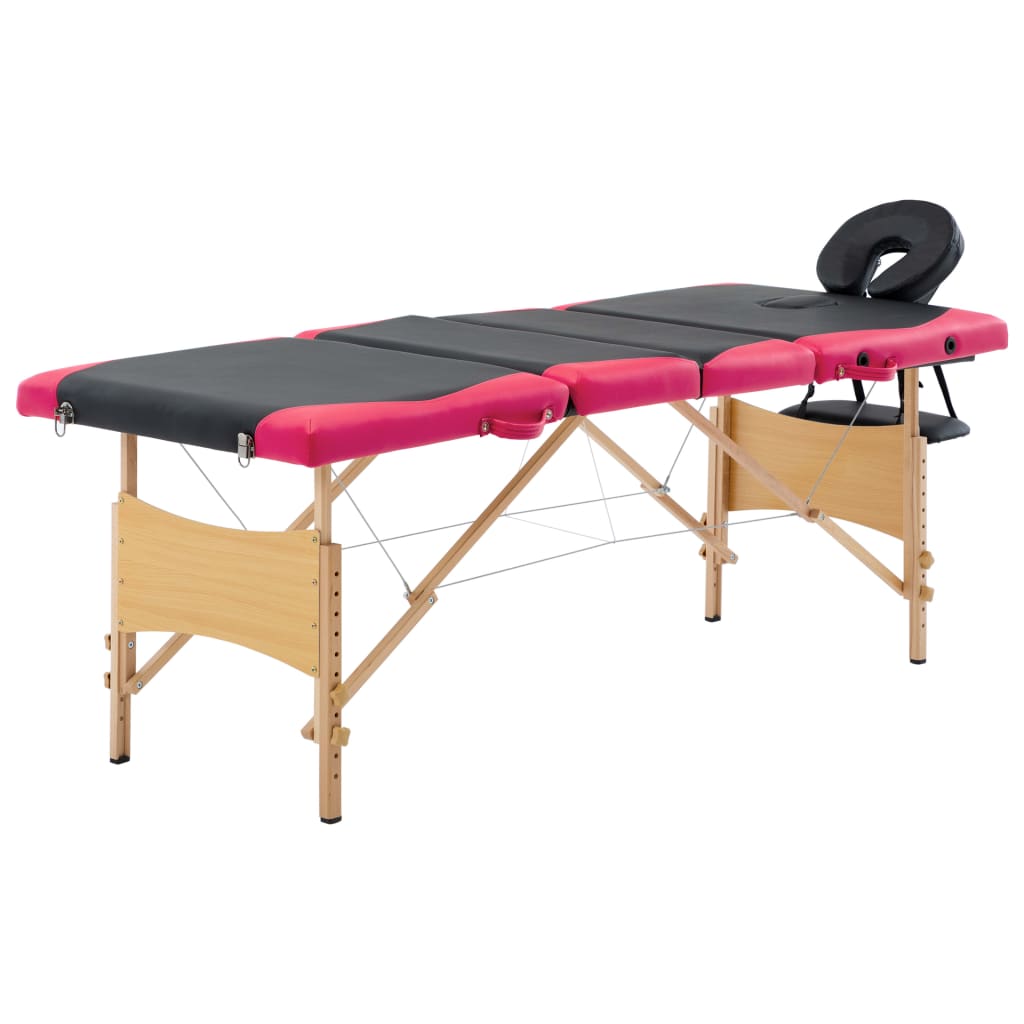 vidaXL Massagetafel inklapbaar 4 zones hout roze