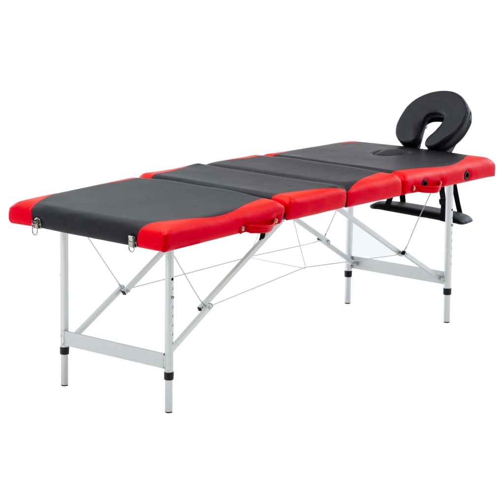 vidaXL Massagetafel inklapbaar 4 zones aluminum roze