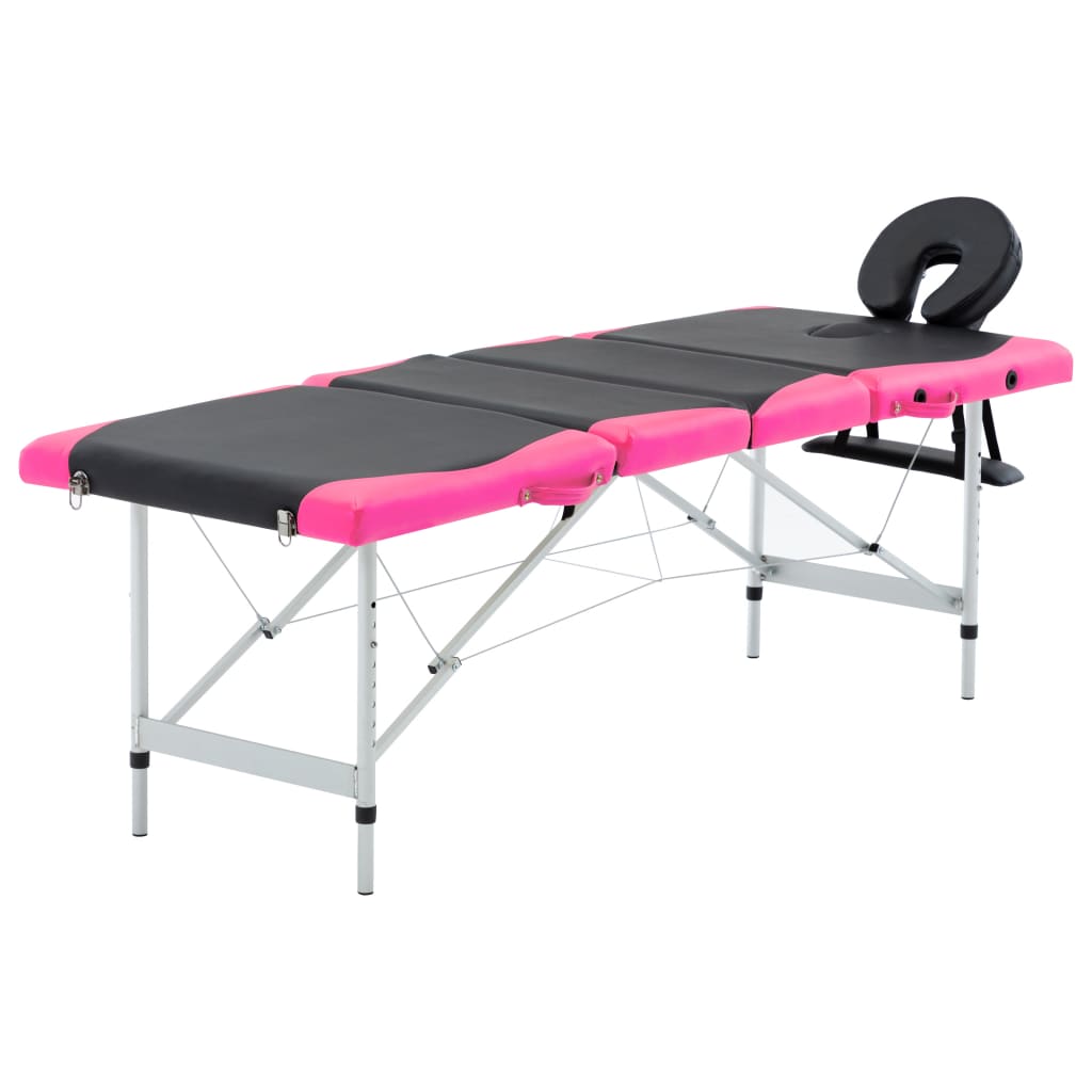 vidaXL Massagetafel inklapbaar 4 zones aluminum roze