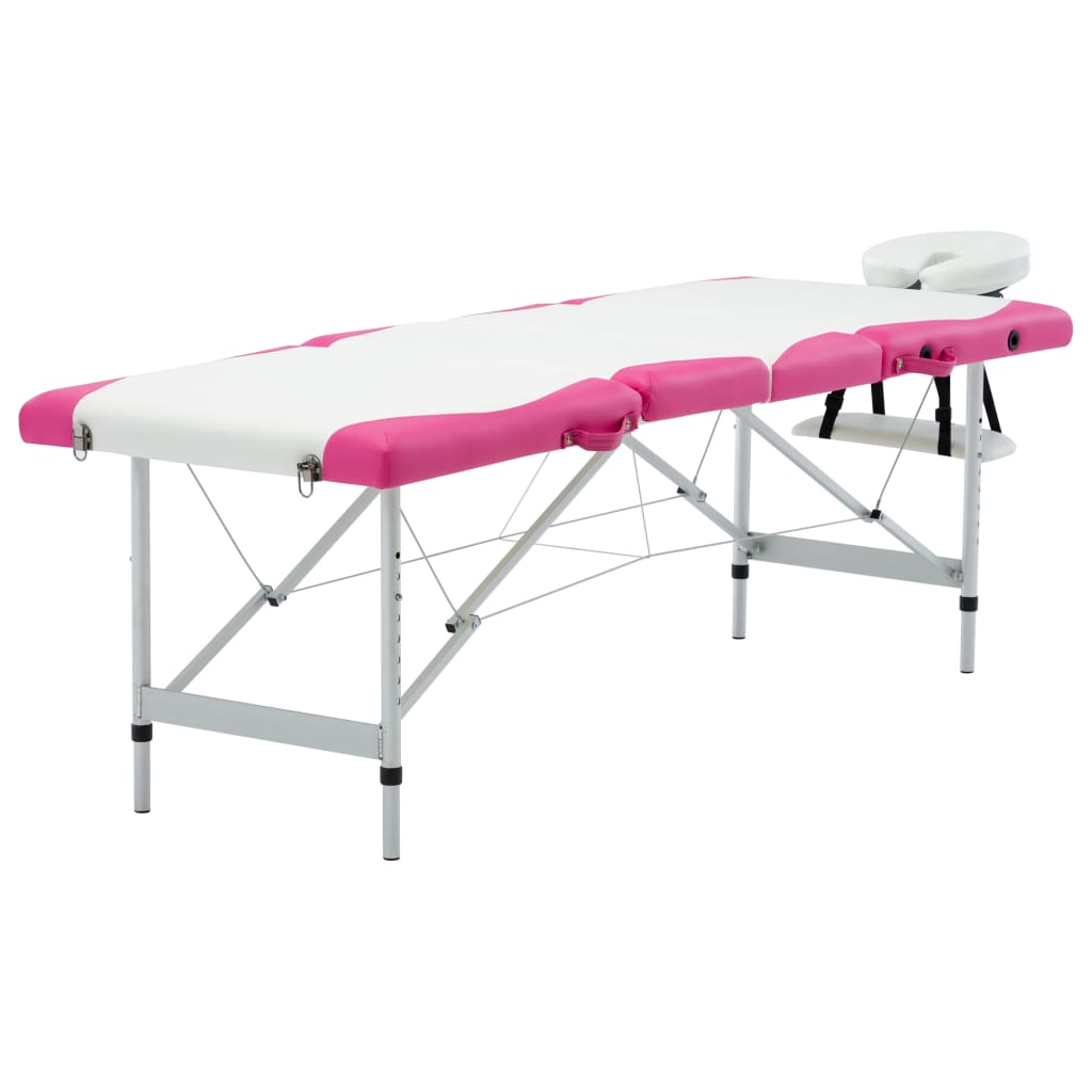vidaXL Massagetafel inklapbaar 4 zones aluminum roze