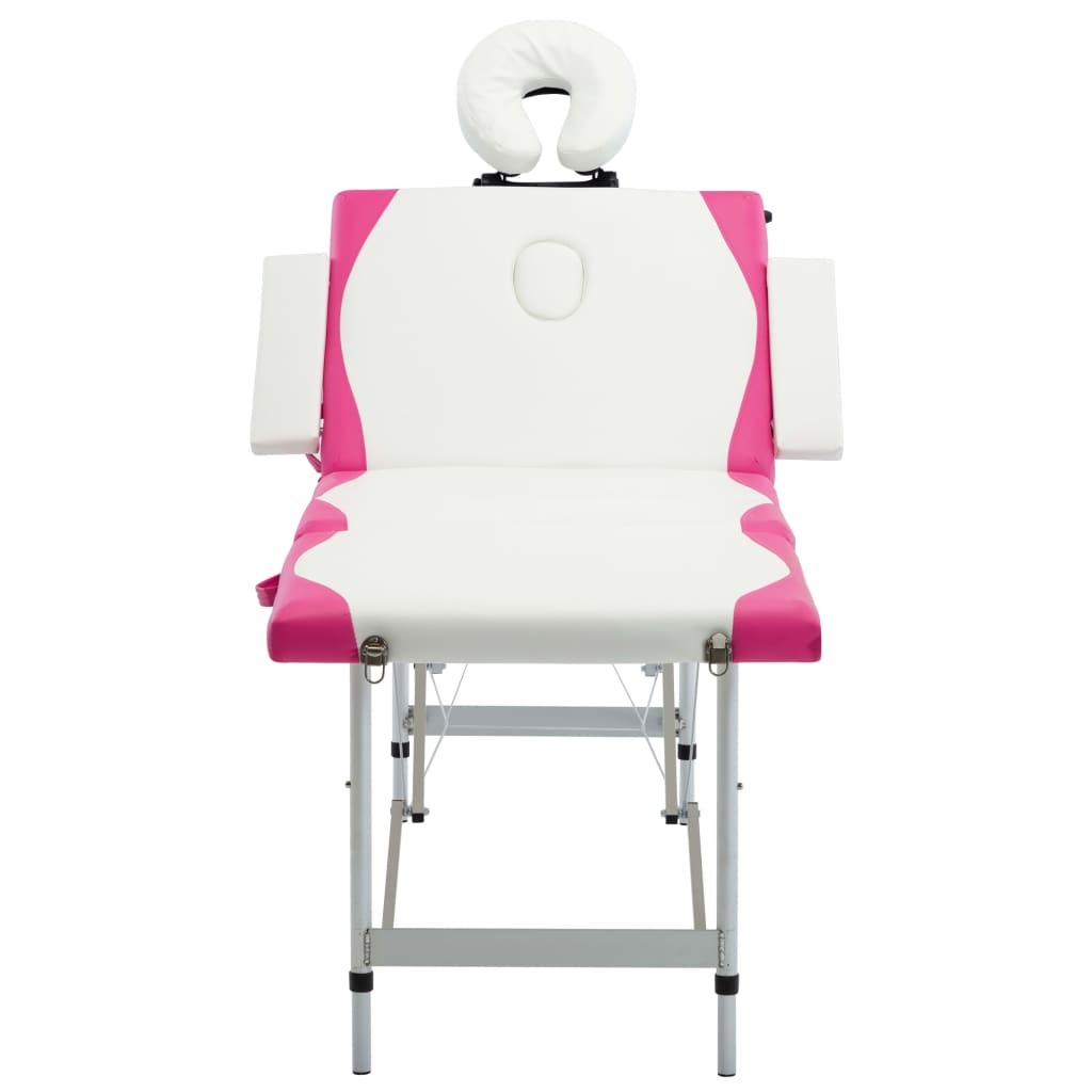 vidaXL Massagetafel inklapbaar 4 zones aluminum roze