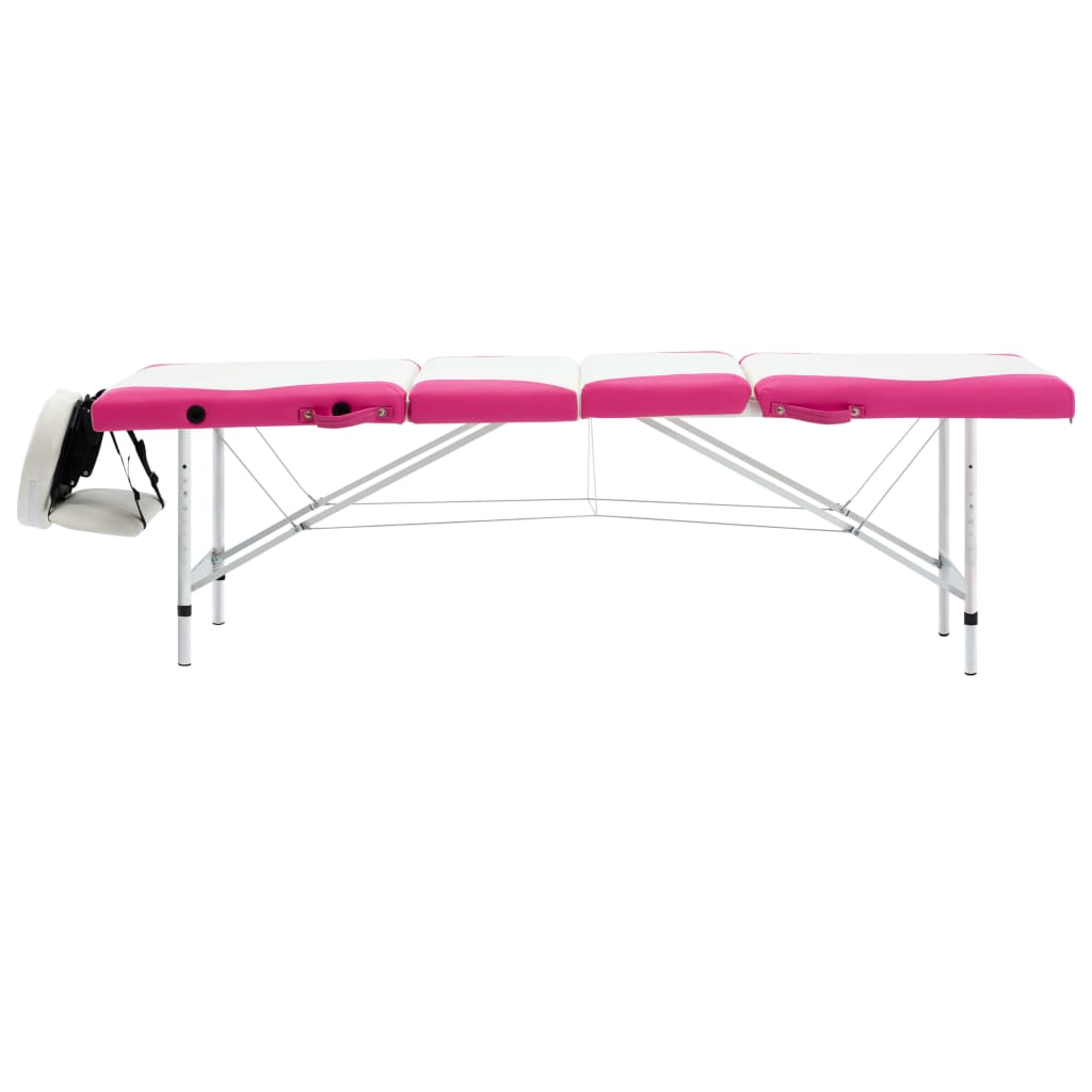 vidaXL Massagetafel inklapbaar 4 zones aluminum roze