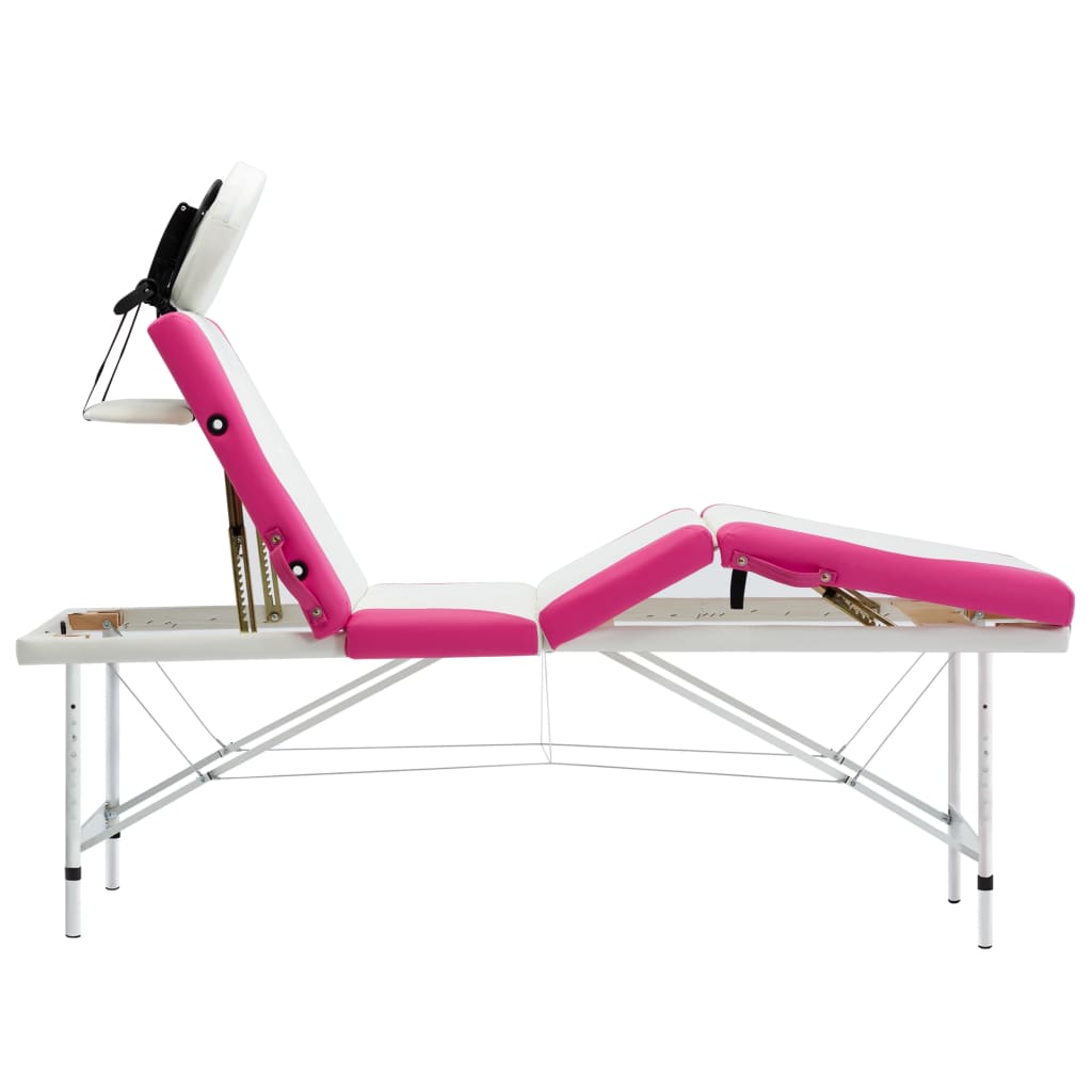 vidaXL Massagetafel inklapbaar 4 zones aluminum roze