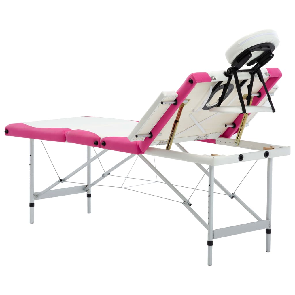 vidaXL Massagetafel inklapbaar 4 zones aluminum roze