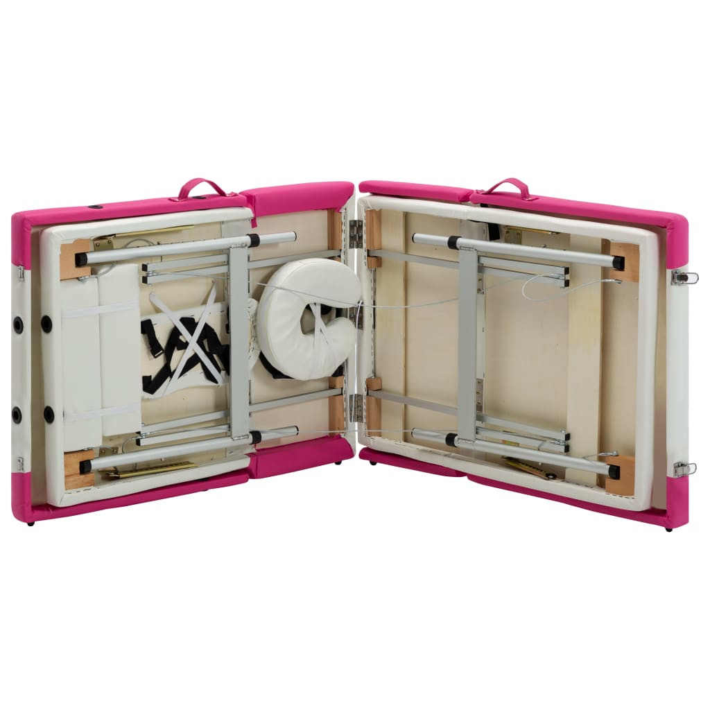 vidaXL Massagetafel inklapbaar 4 zones aluminum roze