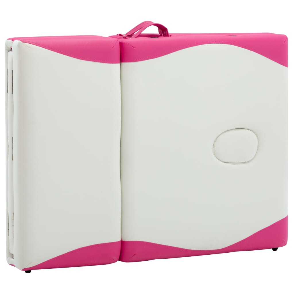 vidaXL Massagetafel inklapbaar 4 zones aluminum roze