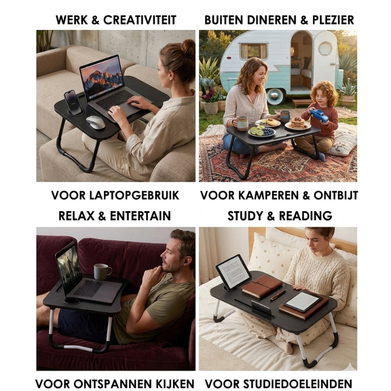 Aashly Verstelbaar Laptopbureau van Goede Kwaliteit – MDF 12mm Opvouwbare Tafel