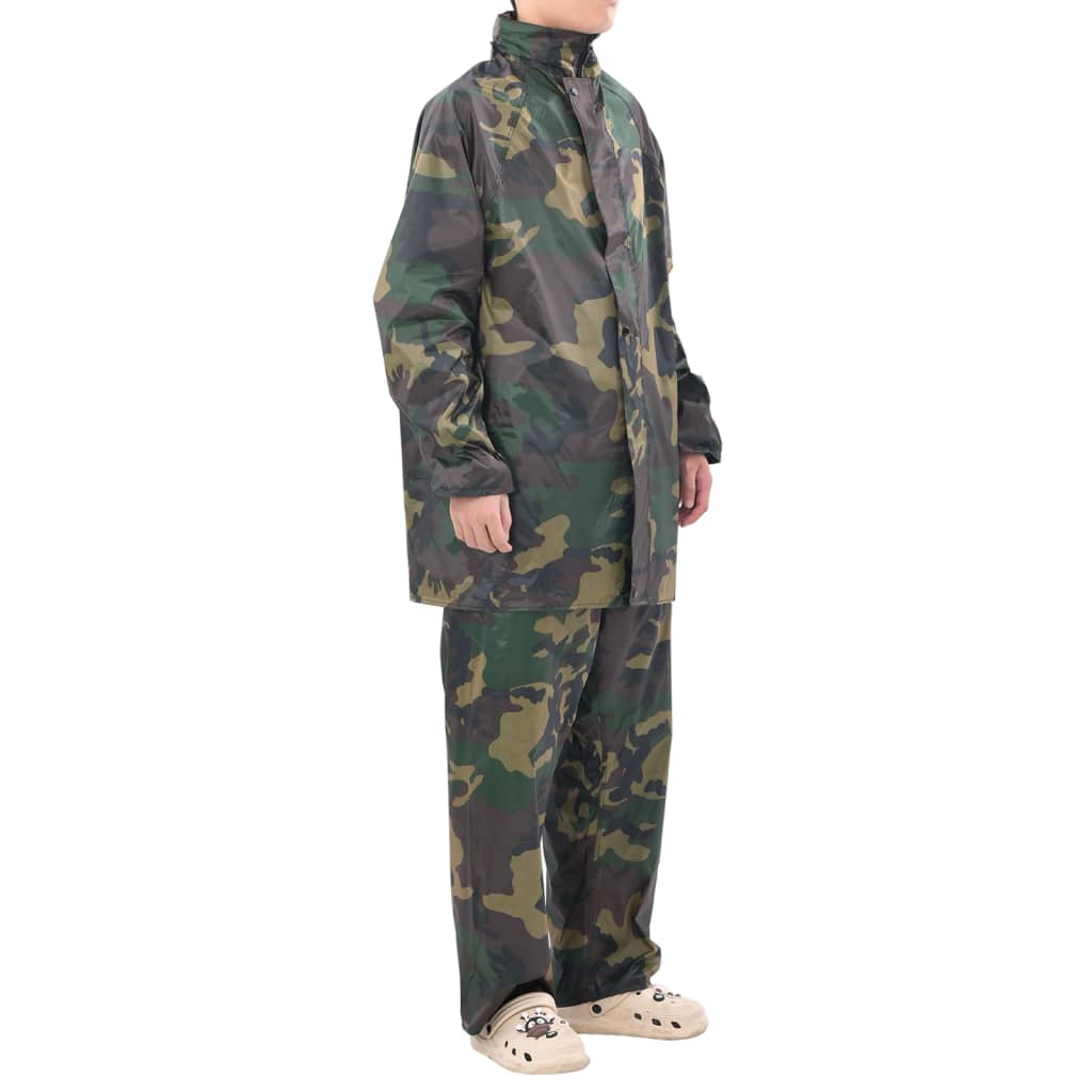 Regenpak 2-delig met capuchon (heren / camouflage / maat M) - Aashly