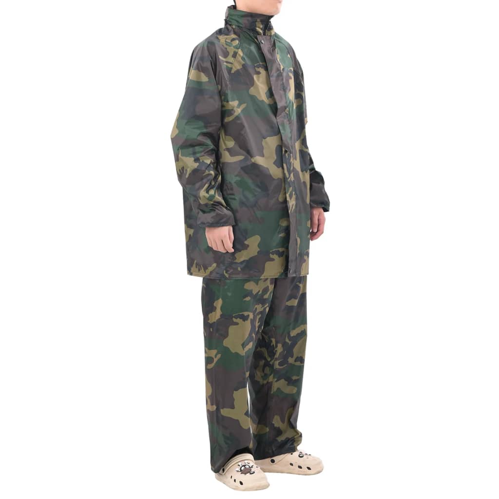Regenpak 2-delig met capuchon (heren / camouflage / maat M) - Aashly