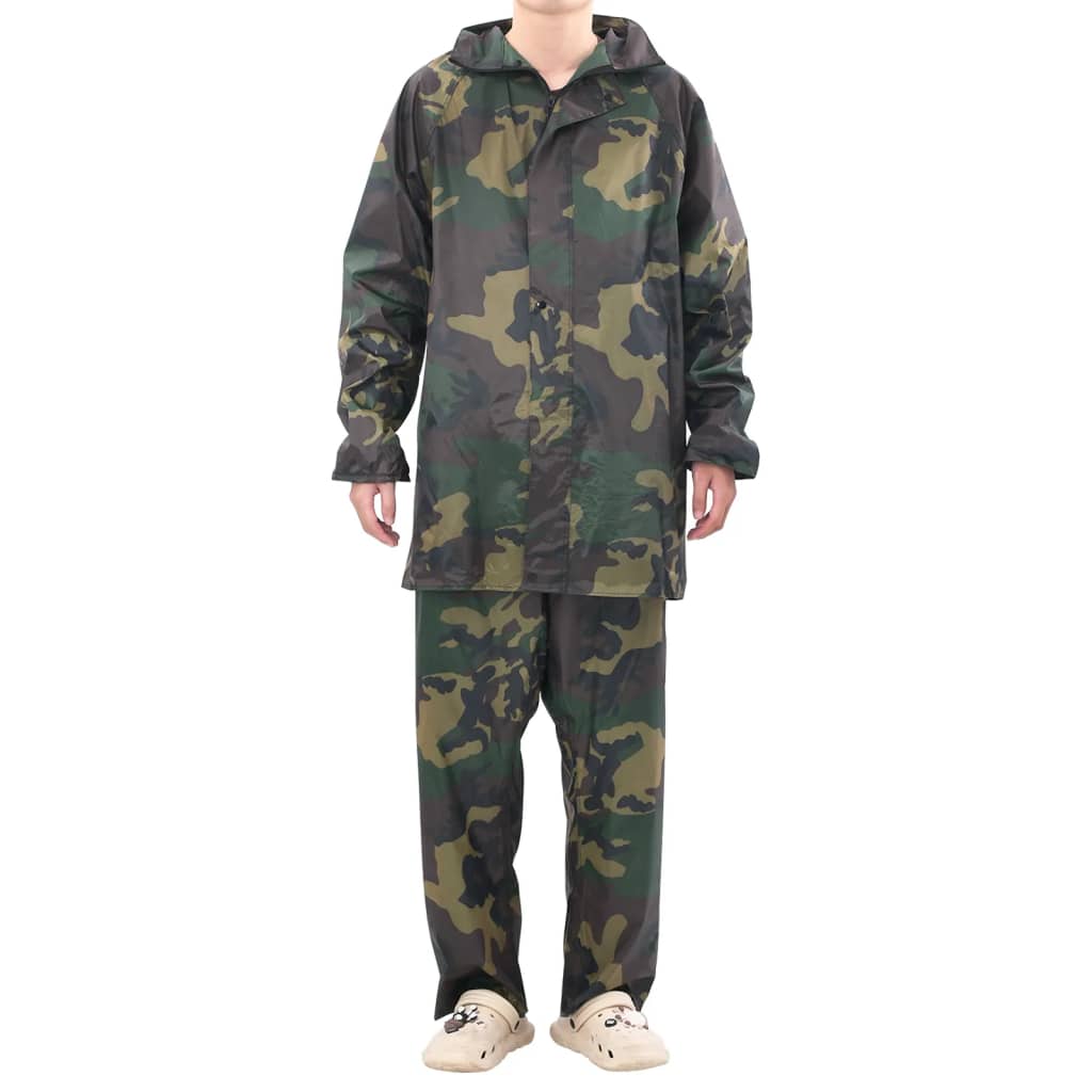 Regenpak 2-delig met capuchon (heren / camouflage / maat M) - Aashly