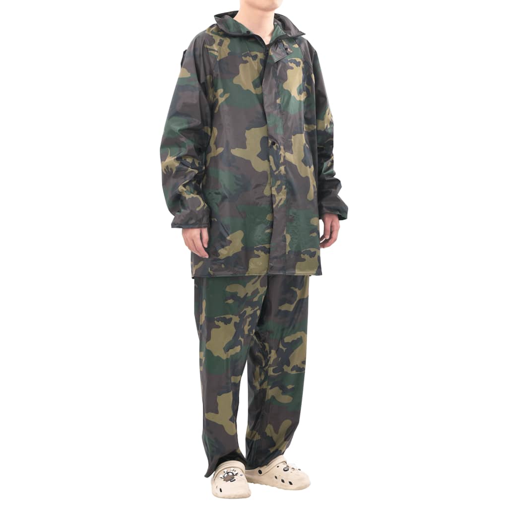 Regenpak 2-delig met capuchon (heren / camouflage / maat M) - Aashly