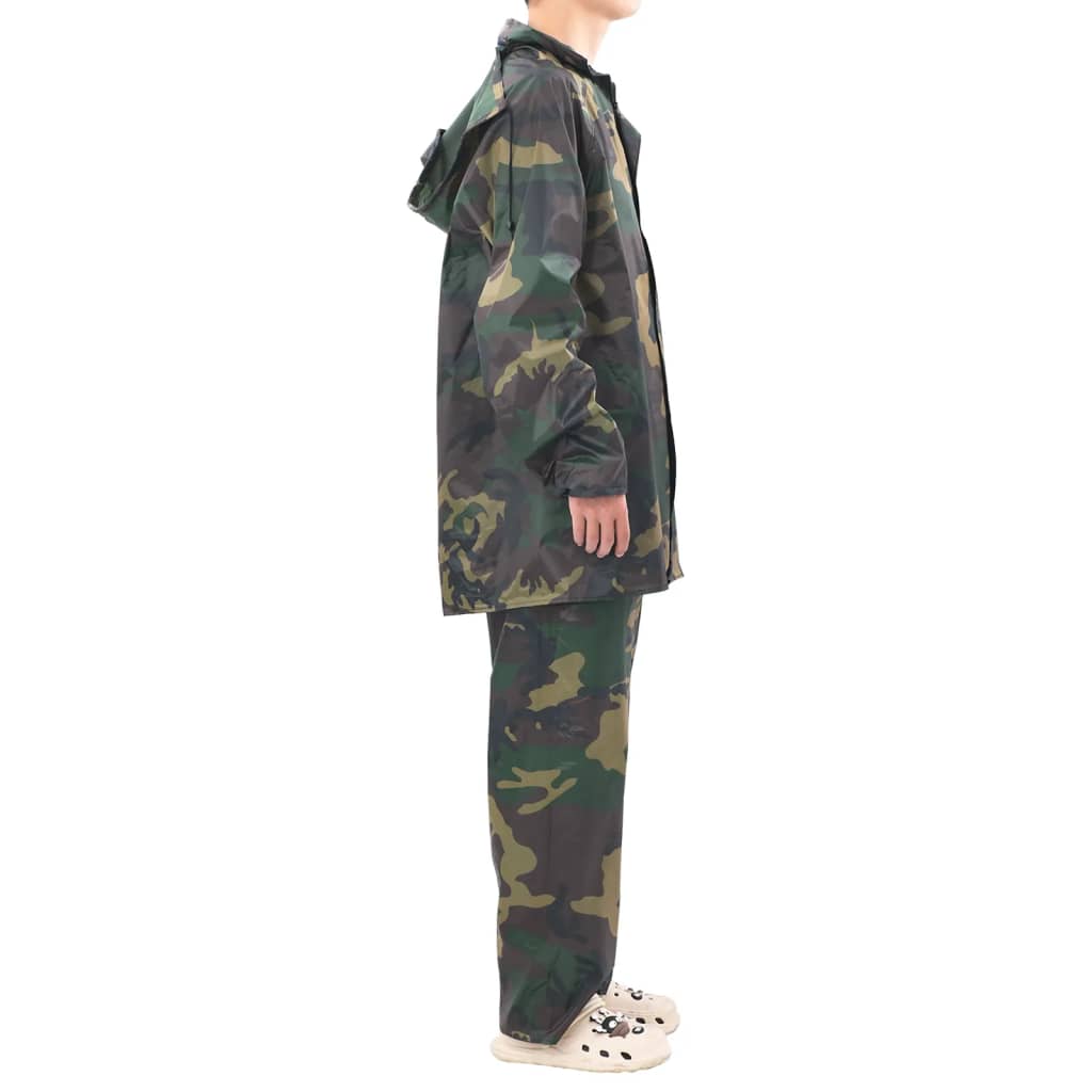 Regenpak 2-delig met capuchon (heren / camouflage / maat M) - Aashly