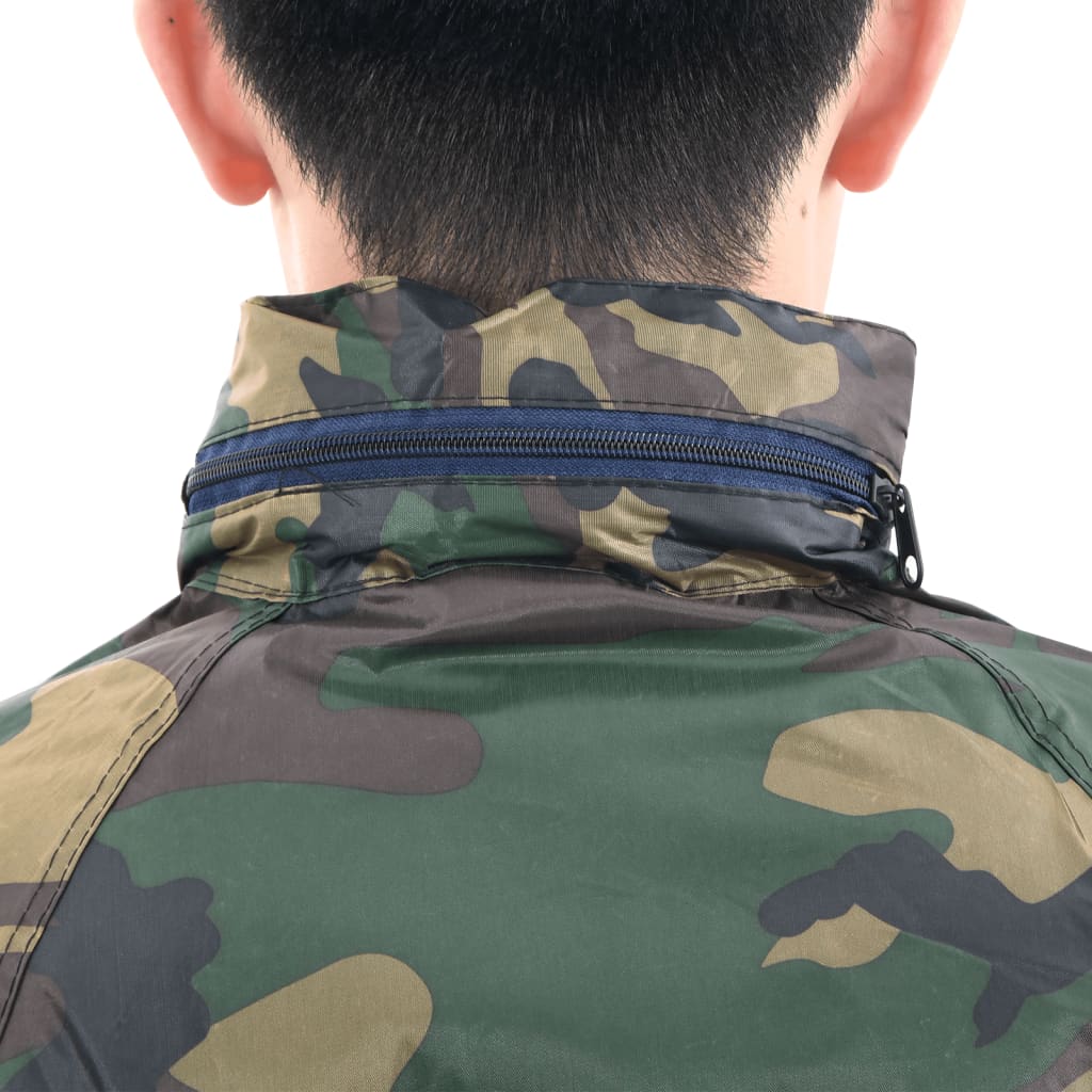 Regenpak 2-delig met capuchon (heren / camouflage / maat M) - Aashly