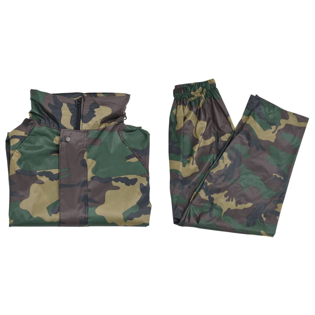 Regenpak 2-delig met capuchon (heren / camouflage / maat M) - Aashly