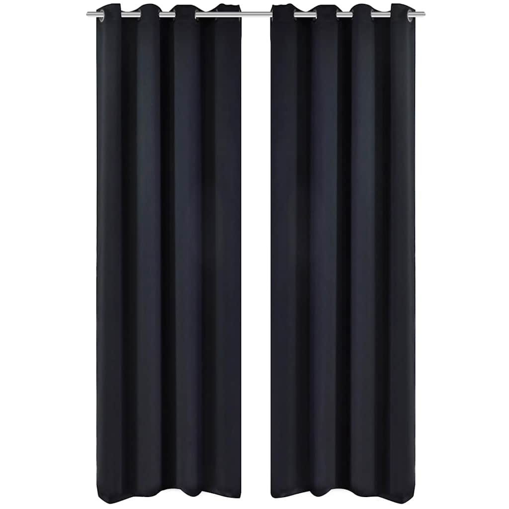 Gordijnen met metalen ringen 135 x 245 cm 2 stuks (zwart)