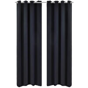 Gordijnen met metalen ringen 135 x 245 cm 2 stuks (zwart)