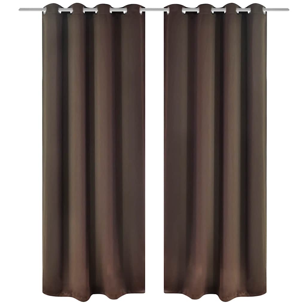 Gordijnen met metalen ringen 135 x 245 cm 2 stuks (zwart)