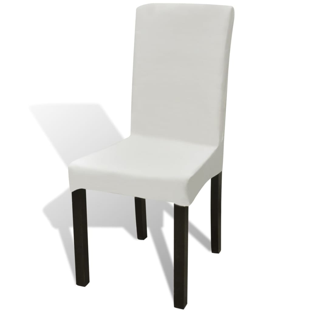 vidaXL 6 st Stoelhoezen recht stretch wit