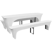 vidaXL Hoes voor biertafel en banken 225x50x80 cm stretch wit 3 st