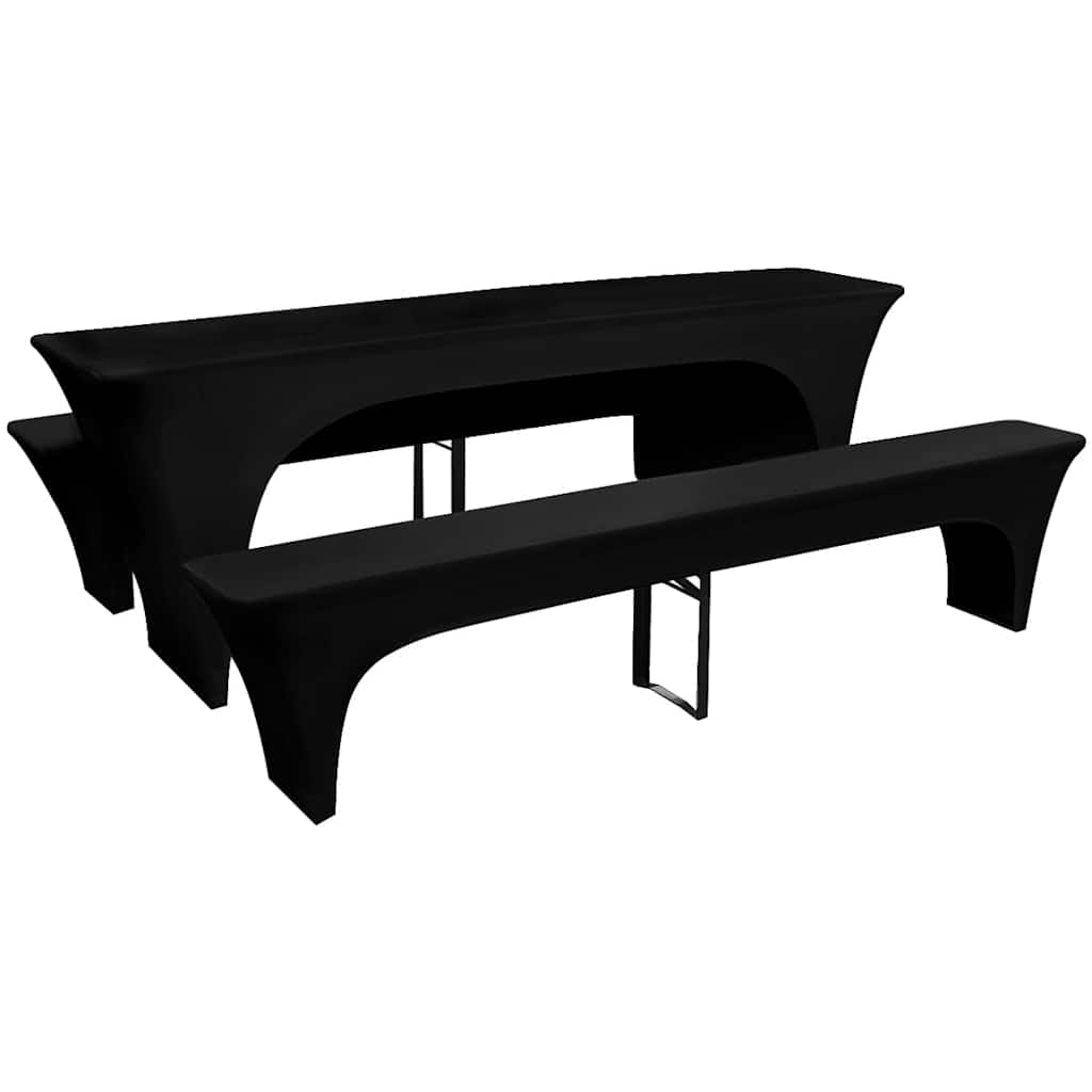 vidaXL Hoes voor biertafel en banken 225x50x80 cm stretch wit 3 st