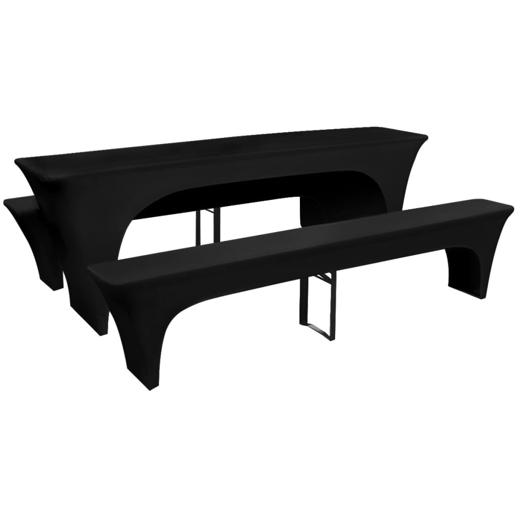 vidaXL Hoes voor biertafel en banken 225x50x80 cm stretch wit 3 st