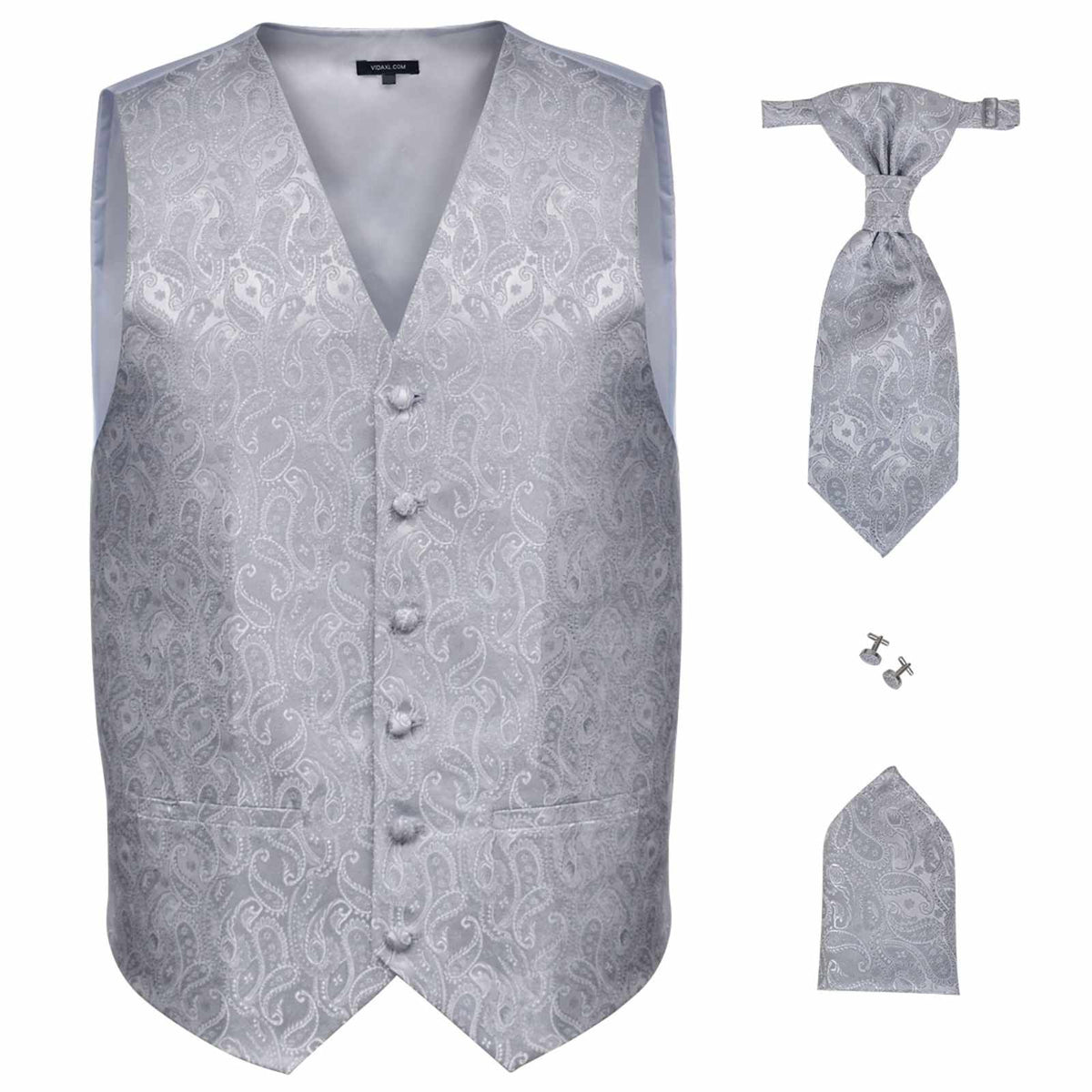 Gilet bruiloft paisleymotief set maat 50 zilver