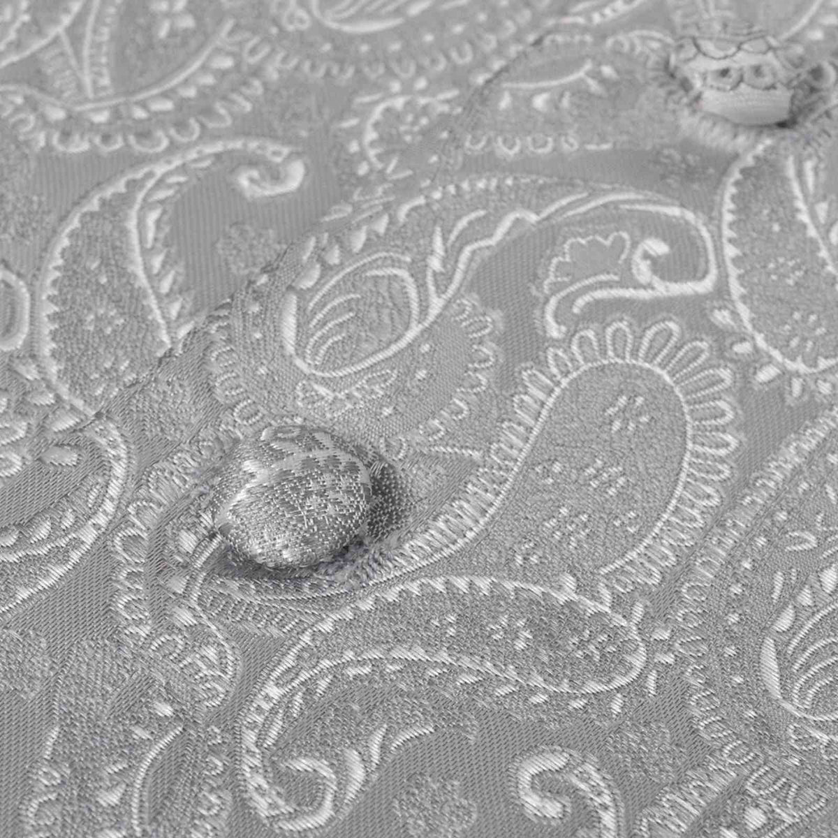Gilet bruiloft paisleymotief set maat 50 zilver