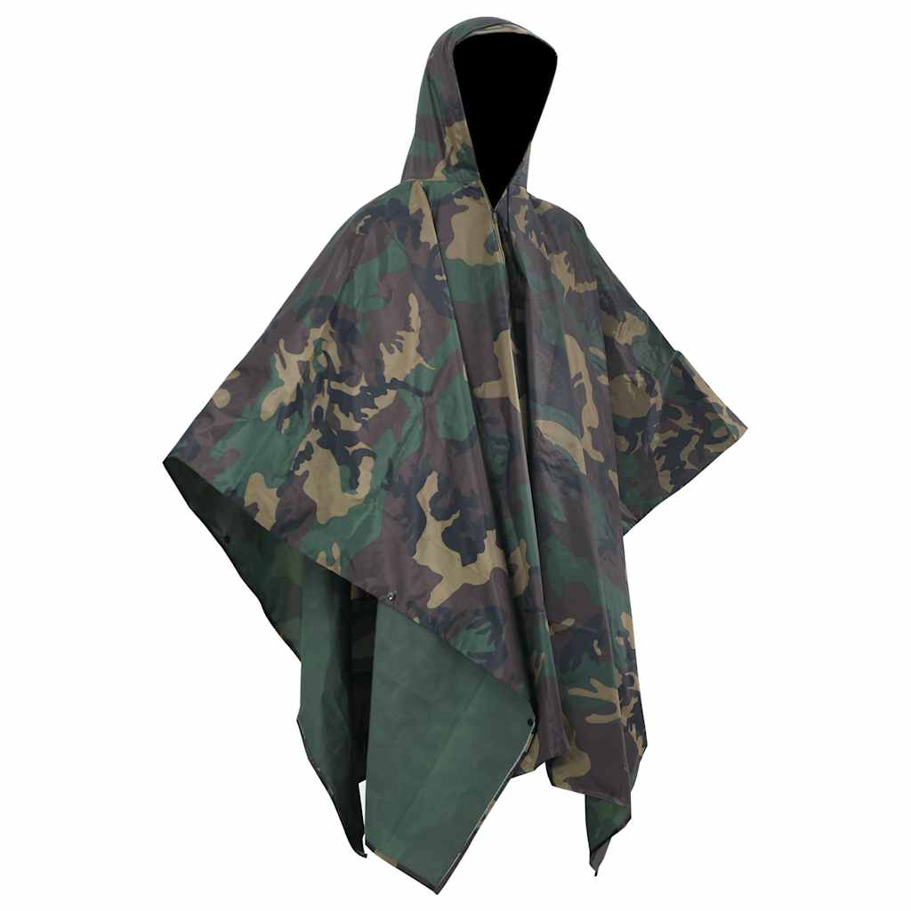 Regenponcho voor kamperen/wandelen leger waterdicht camouflage