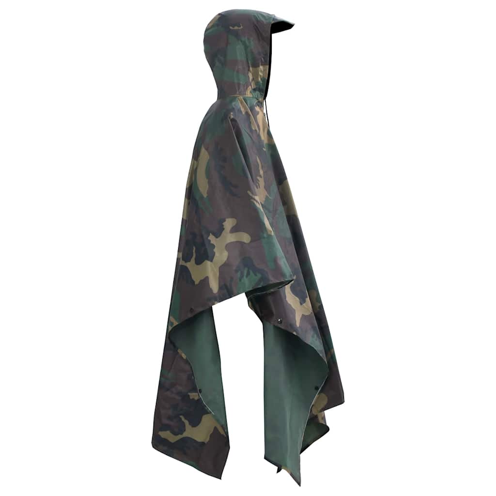 Regenponcho voor kamperen/wandelen leger waterdicht camouflage