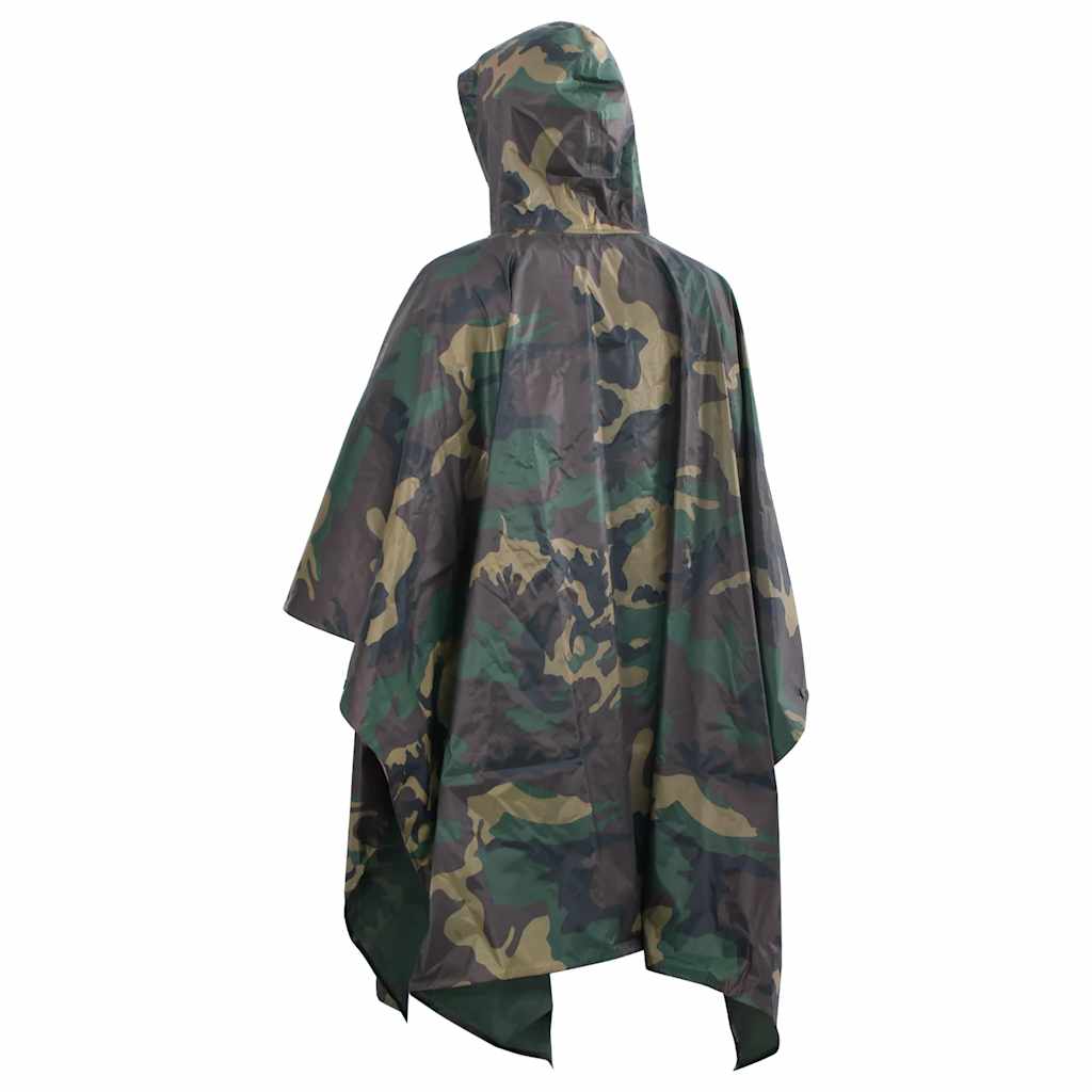 Regenponcho voor kamperen/wandelen leger waterdicht camouflage