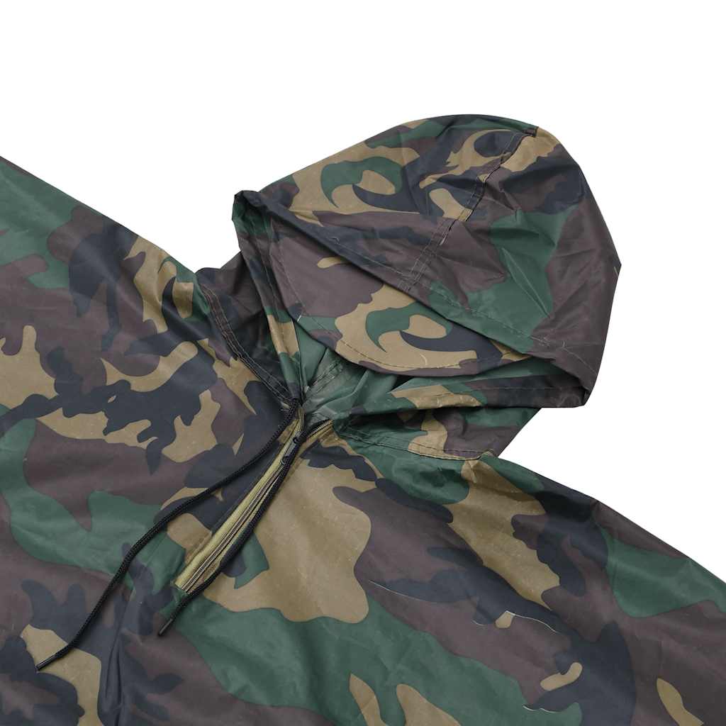 Regenponcho voor kamperen/wandelen leger waterdicht camouflage