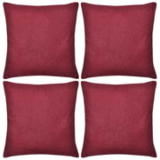 Kussenhoezen katoen 40 x 40 cm bordeauxrood 4 stuks