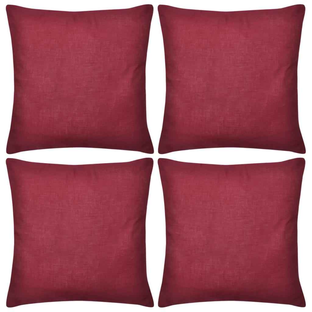 Kussenhoezen katoen 40 x 40 cm bordeauxrood 4 stuks