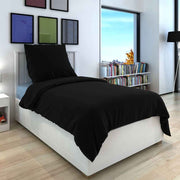 vidaXL Dekbedovertrekset 200x200/80x80 cm katoen zwart