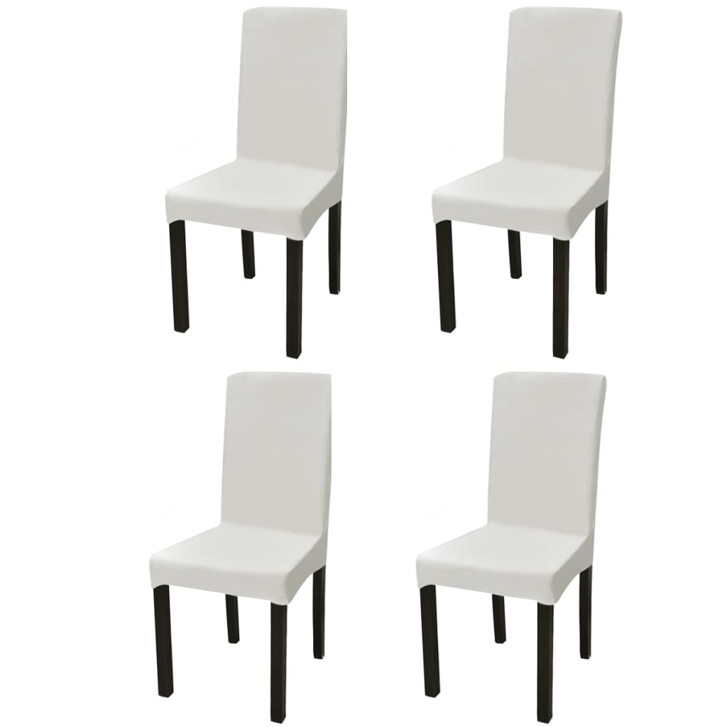 vidaXL 6 st Stoelhoezen recht stretch wit
