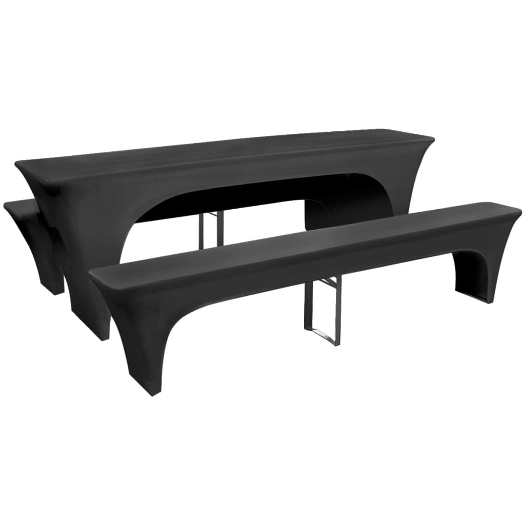 vidaXL Hoes voor biertafel en banken 225x50x80 cm stretch wit 3 st