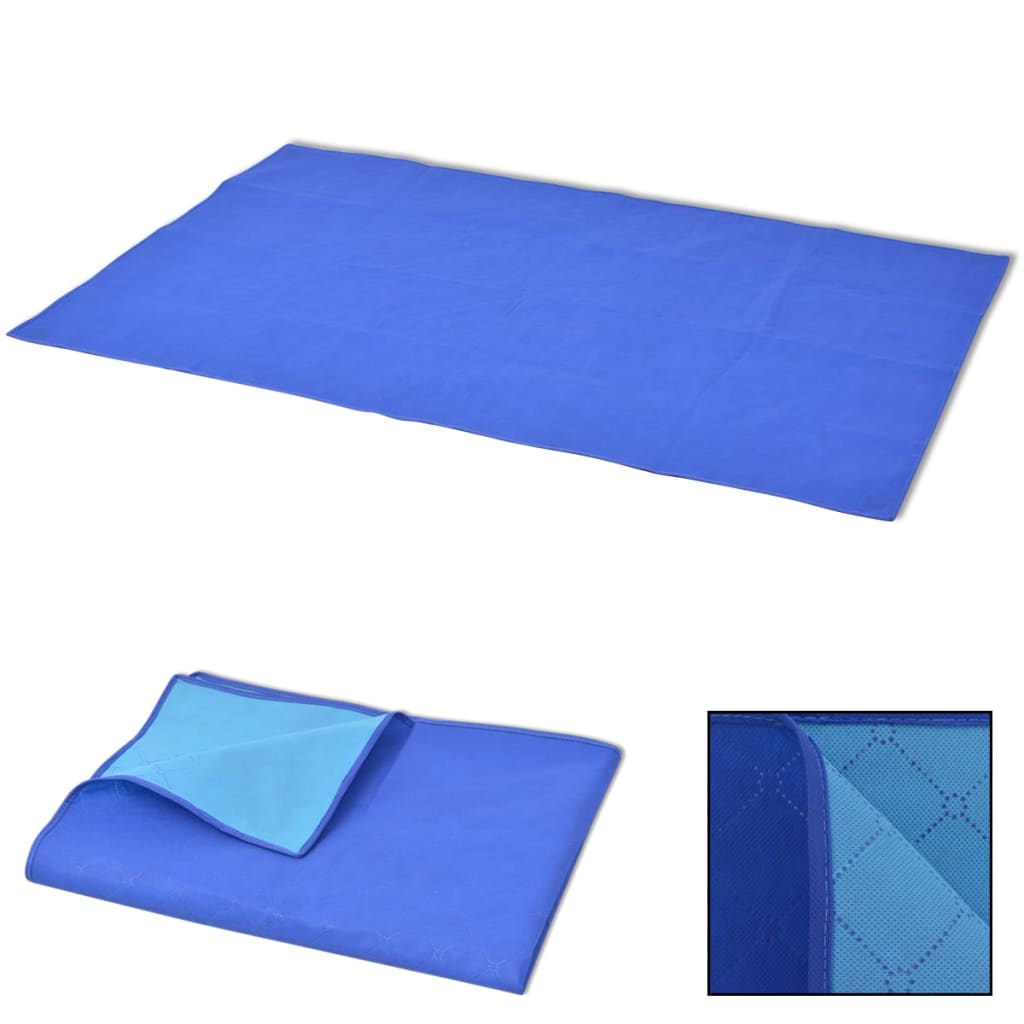 vidaXL Picknickkleed 100x150 cm blauw en lichtblauw - Aashly