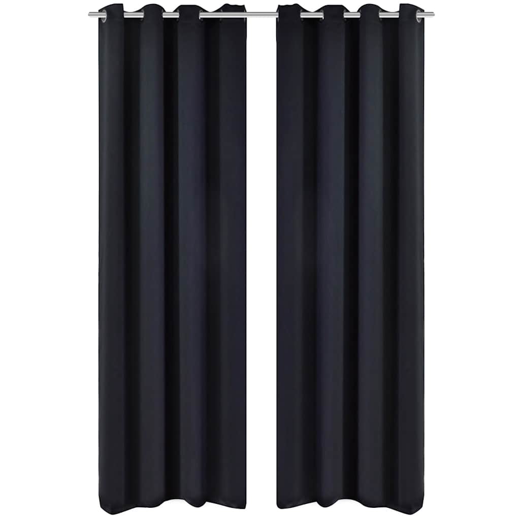 Gordijnen met metalen ringen 135 x 245 cm 2 stuks (zwart)