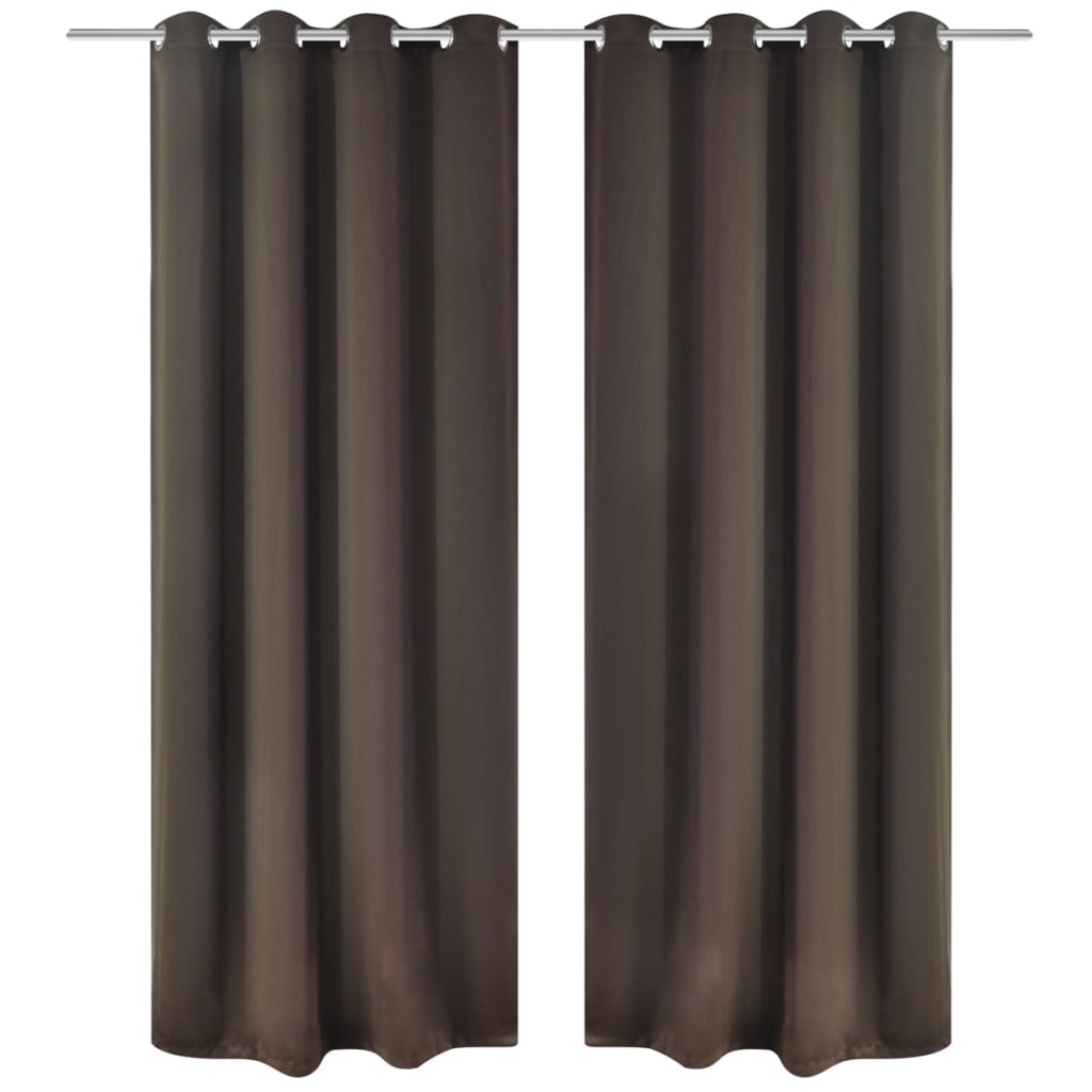 Gordijnen met metalen ringen 135 x 245 cm 2 stuks (zwart)