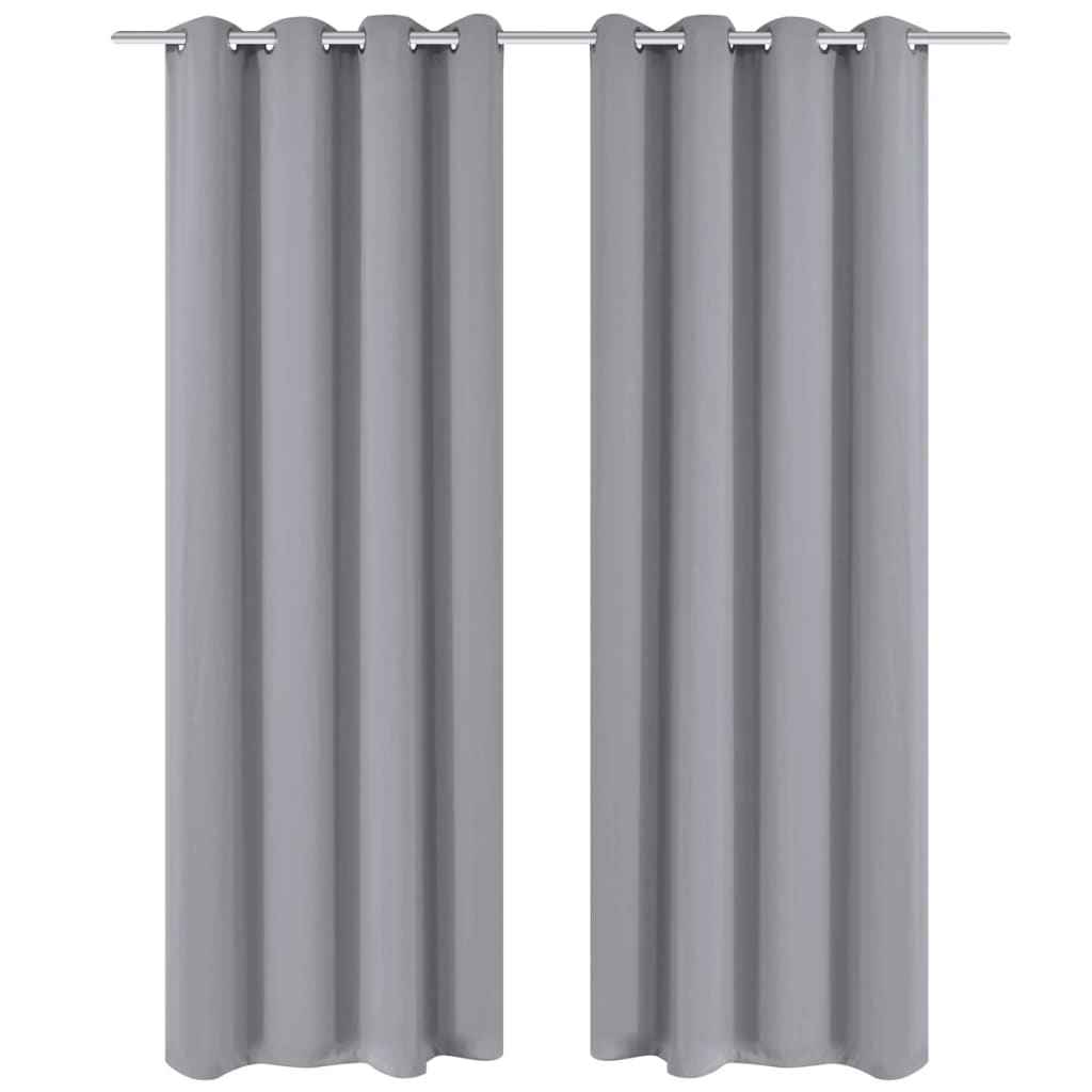 Gordijnen met metalen ringen 135 x 245 cm 2 stuks (zwart)