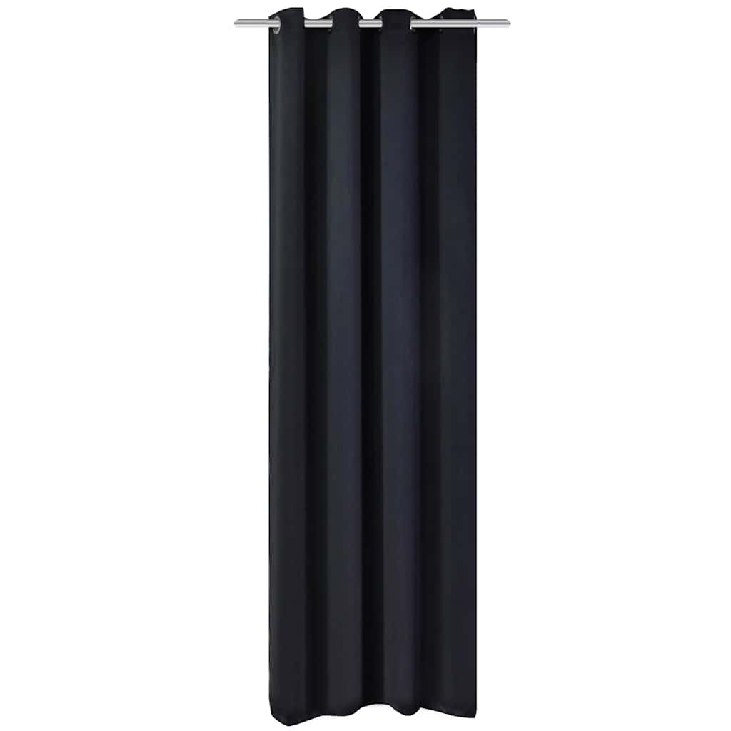 Gordijnen met metalen ringen 135 x 245 cm 2 stuks (zwart)