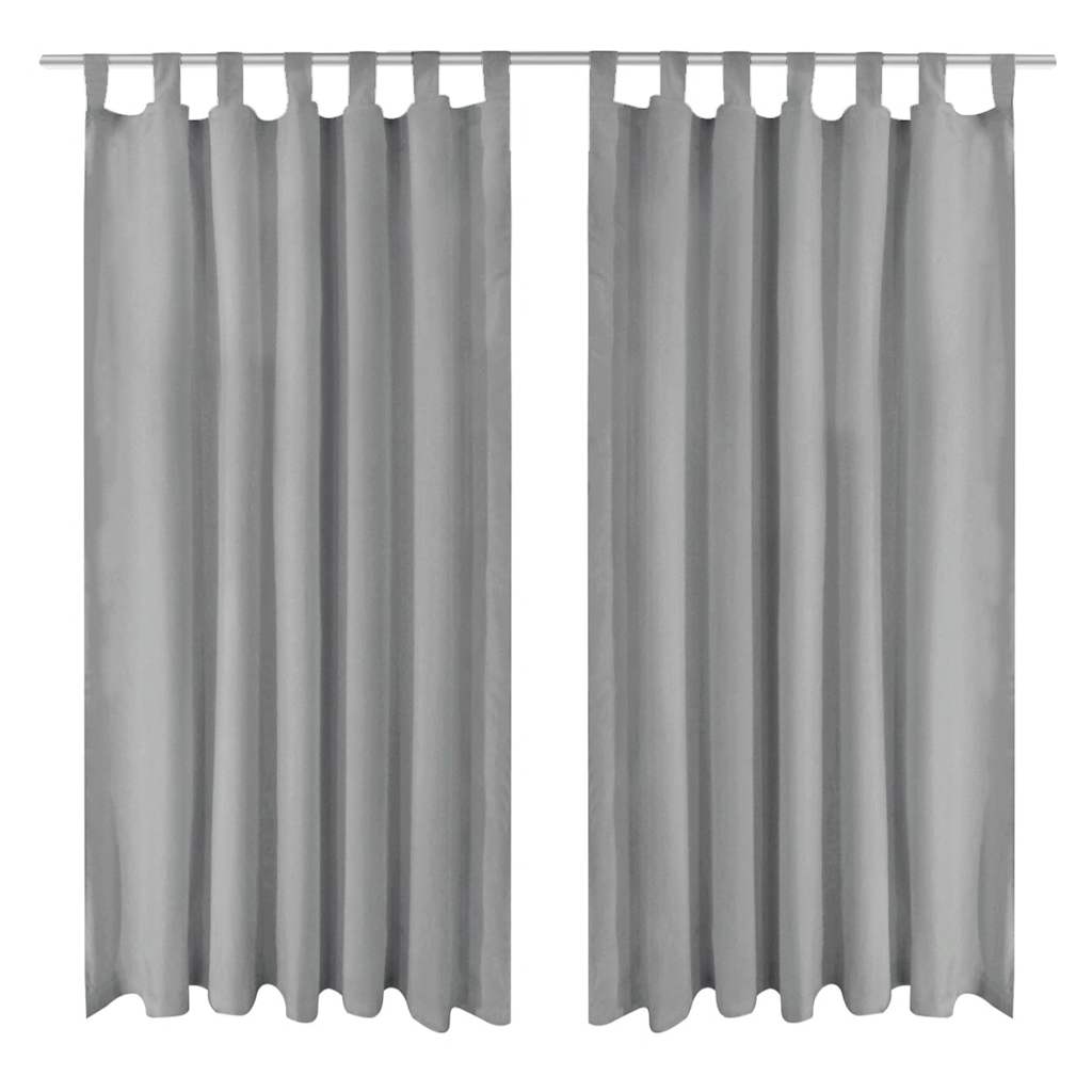 Micro-Satijnen Gordijnen met Ringen 140 x 175 cm 2 stuks (Zwart)